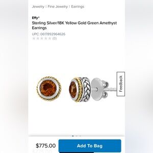 Effy Sterling Silver and Gold Citrine Earrings